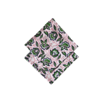 Pink and Green Floral Block Printed Cotton Napkins