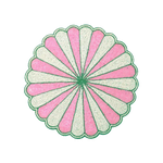 Pink and White Beaded Scallop Round Placemats