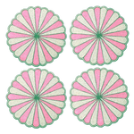 Pink and White Beaded Scallop Round Placemats