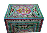 Pink Floral Hand Painted Wooden Cabinet Nightstand