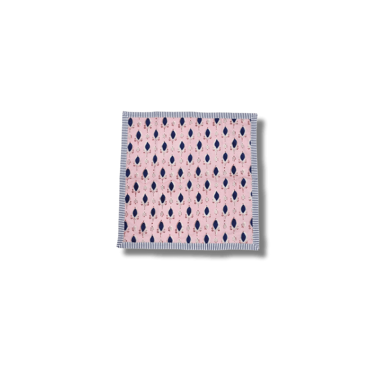 Pink Floral Indian Block Printed Striped Napkins