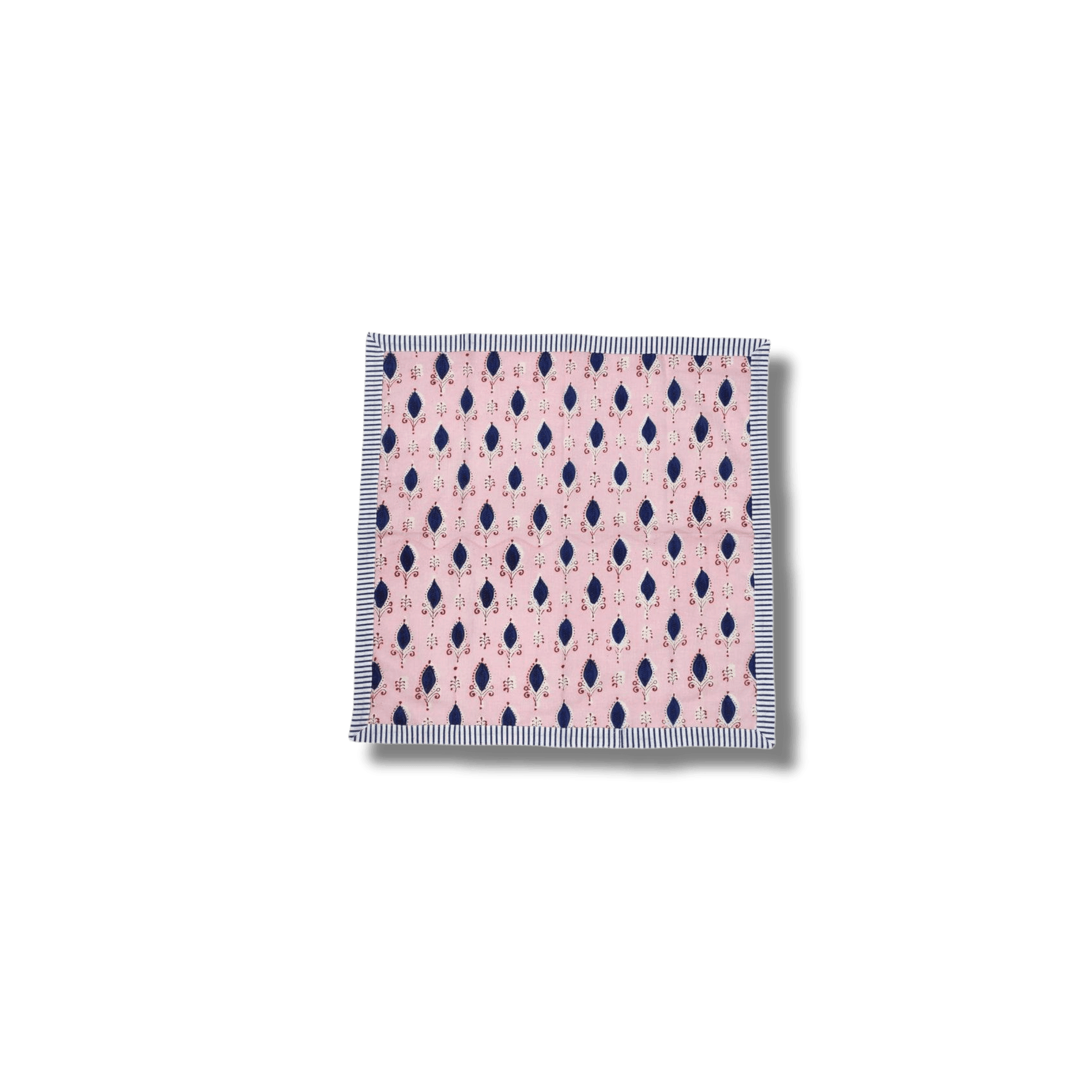 Pink Floral Indian Block Printed Striped Napkins