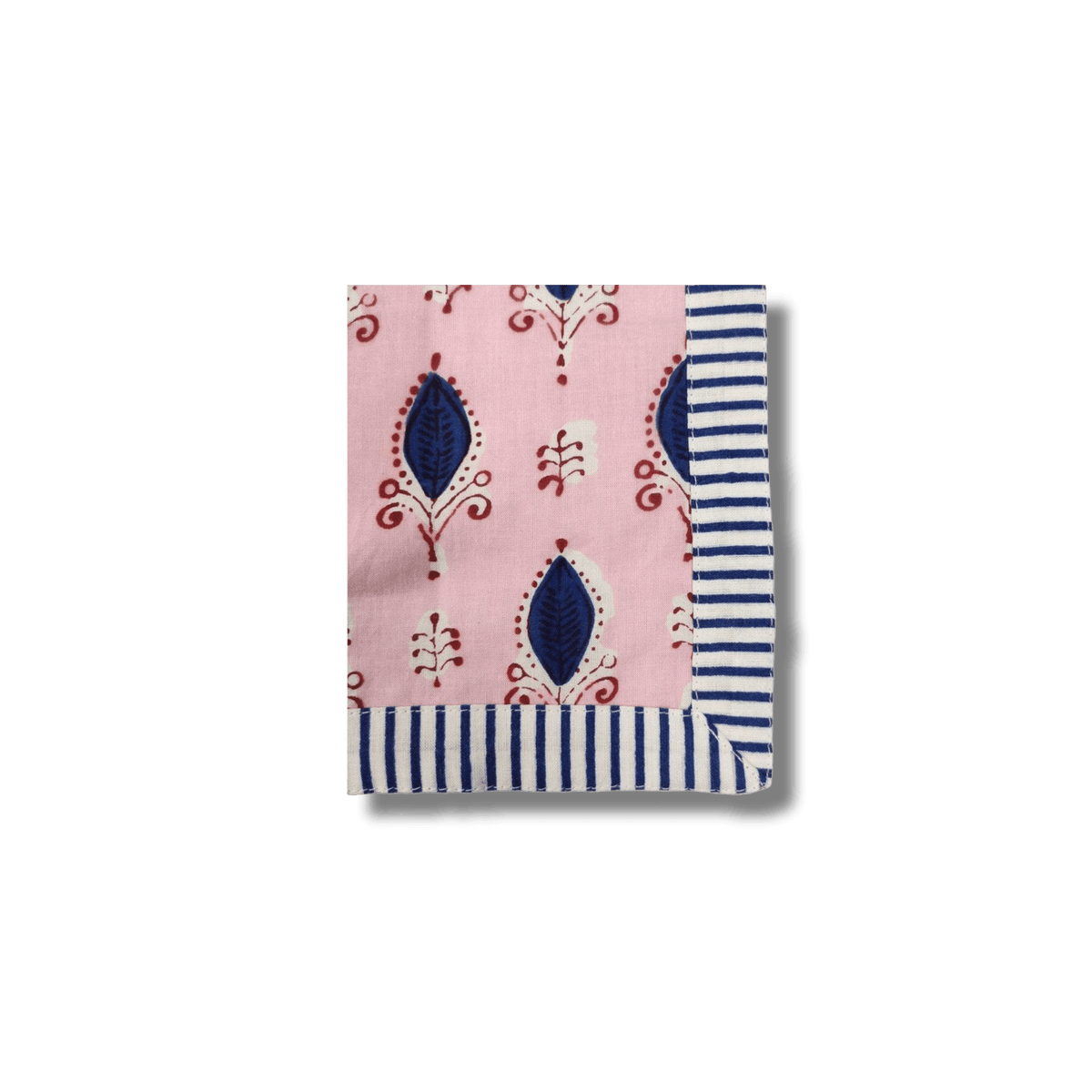 Pink Floral Indian Block Printed Striped Napkins