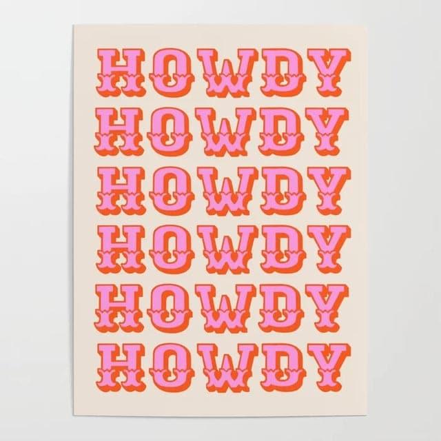Pink Howdy Wall Art Poster - MAIA HOMES