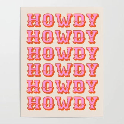 Pink Howdy Wall Art Poster - MAIA HOMES