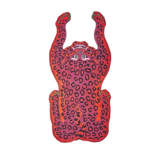 Pink Leopard Yogi Accent Wool Rug - MAIA HOMES