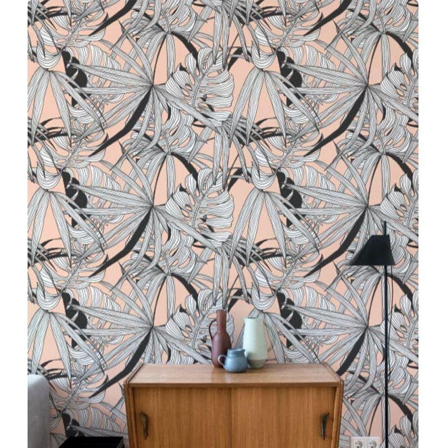 Pink Monstera Leaf Peel and Stick Wallpaper - MAIA HOMES