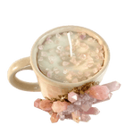 Pink Quartz Crystal Scented Soy Candles in Coffee Mug - Set of 2