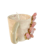 Pink Quartz Crystal Scented Soy Candles in Coffee Mug - Set of 2