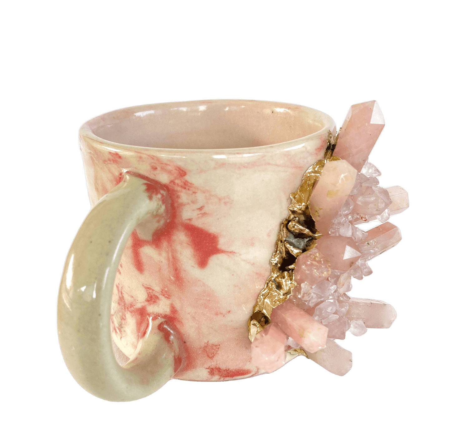 Pink Quartz Marbled Ceramic Coffee Mug - Set of 2