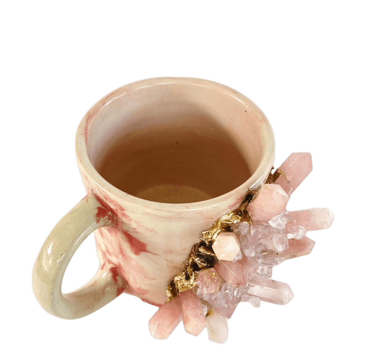 Pink Quartz Marbled Ceramic Coffee Mug - Set of 2