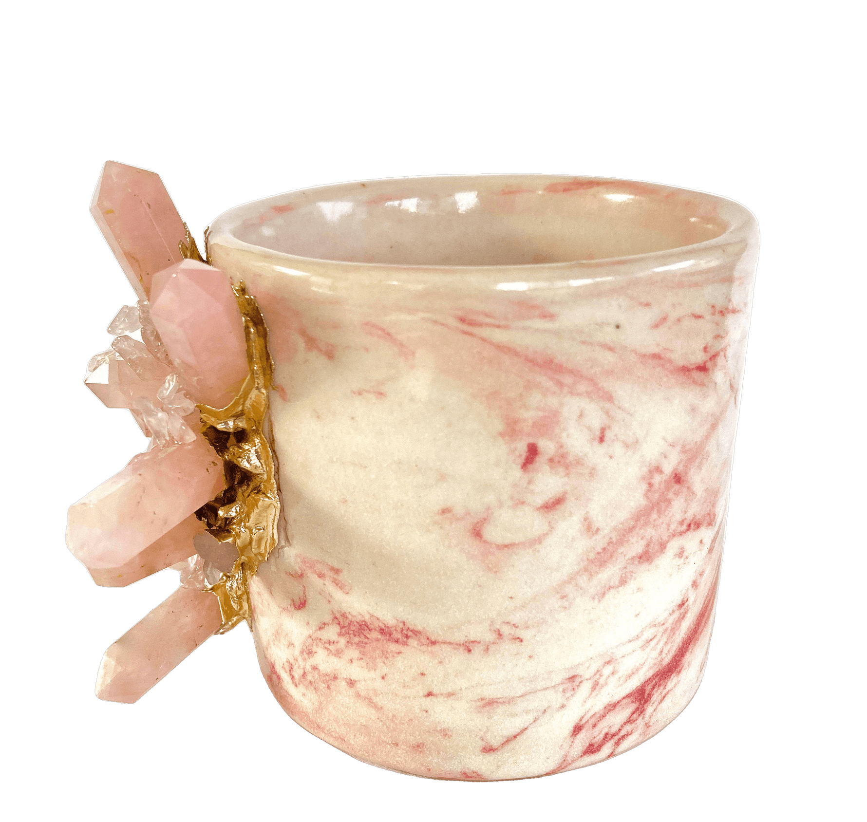 Pink Quartz Marbled Ceramic Coffee Mug - Set of 2