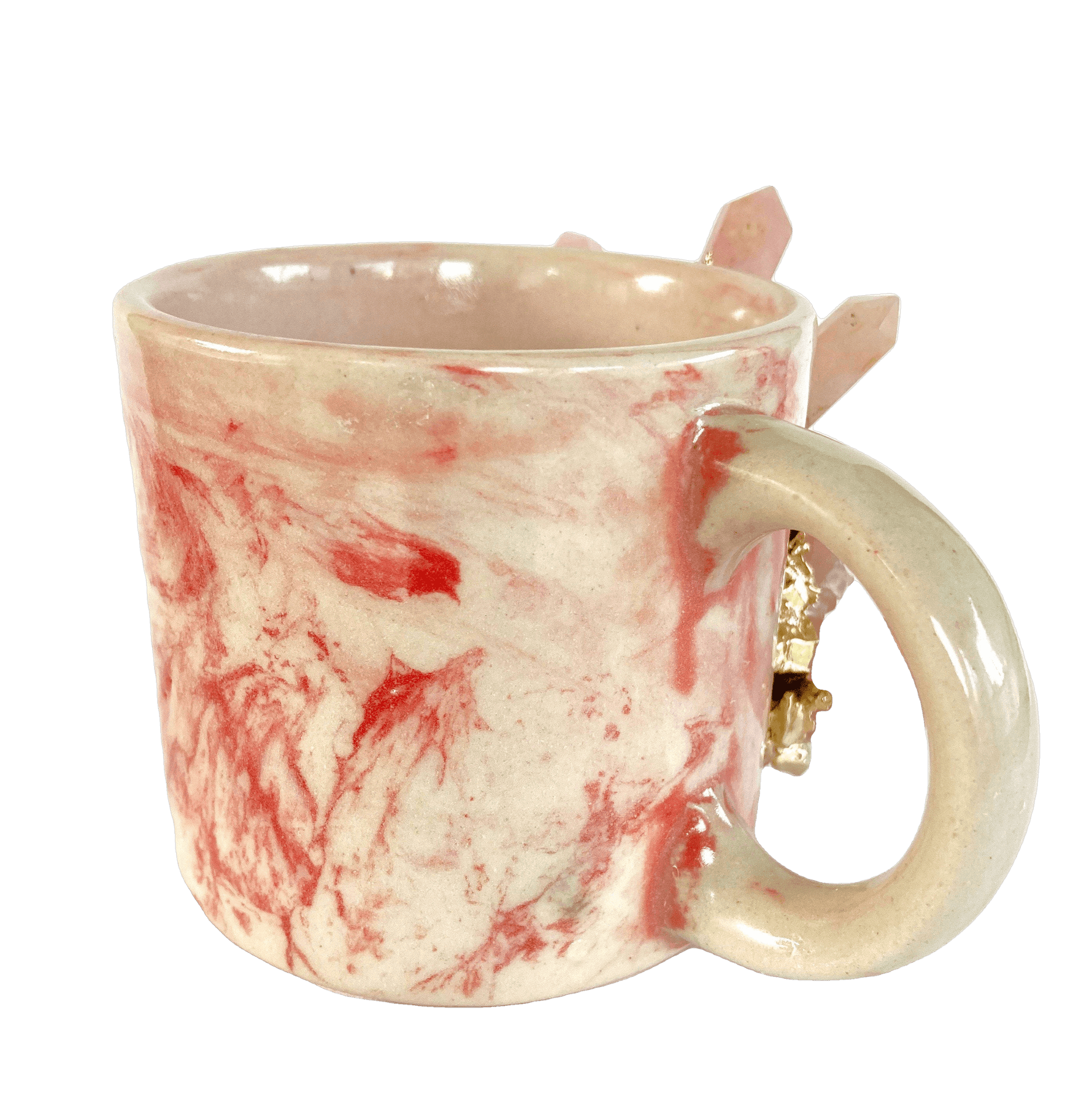 Pink Quartz Marbled Ceramic Coffee Mug - Set of 2