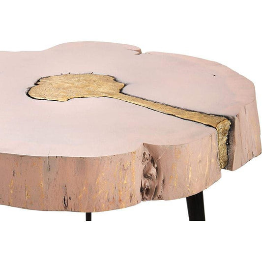 Pink Timber Golden Rustic Cocktail Table - MAIA HOMES