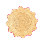 Pink Trim Natural Round Jute Rug