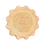 Pink Trim Natural Round Jute Rug