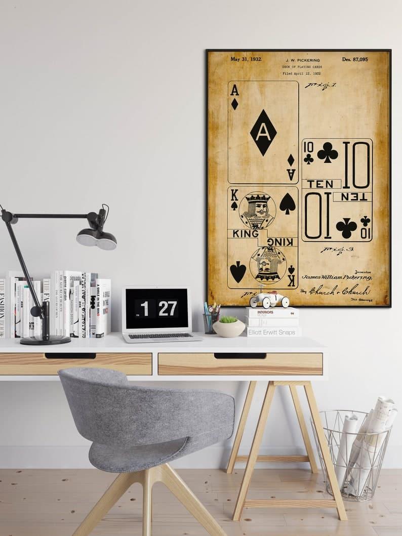 Playing Cards Patent Print| Framed Art Print