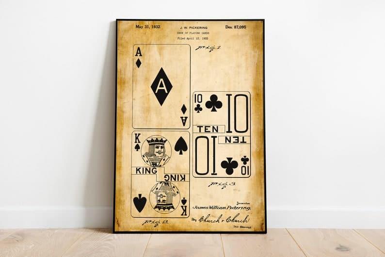 Playing Cards Patent Print| Framed Art Print - MAIA HOMES