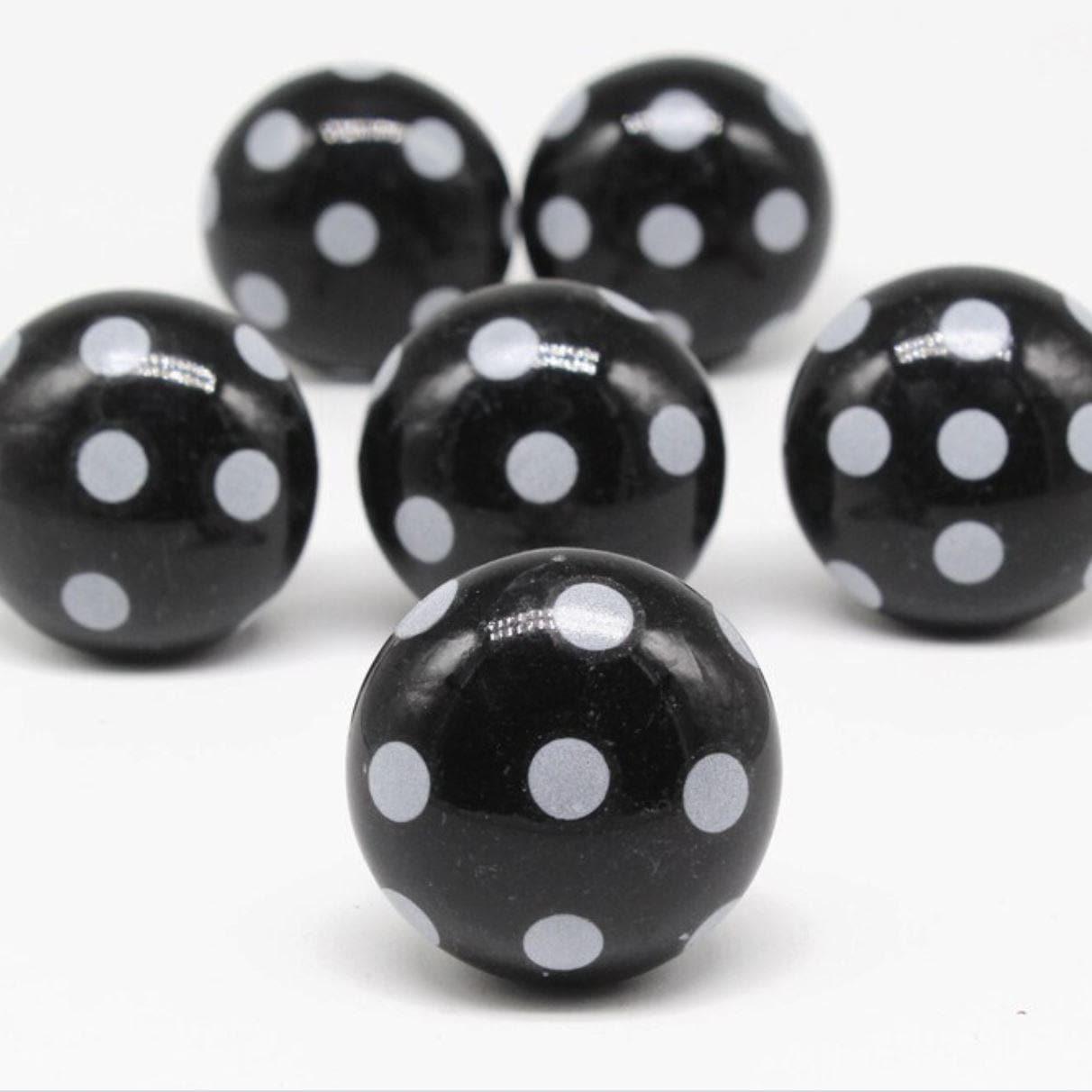 Polka Dots Ceramic Knobs - Set of 6 - MAIA HOMES
