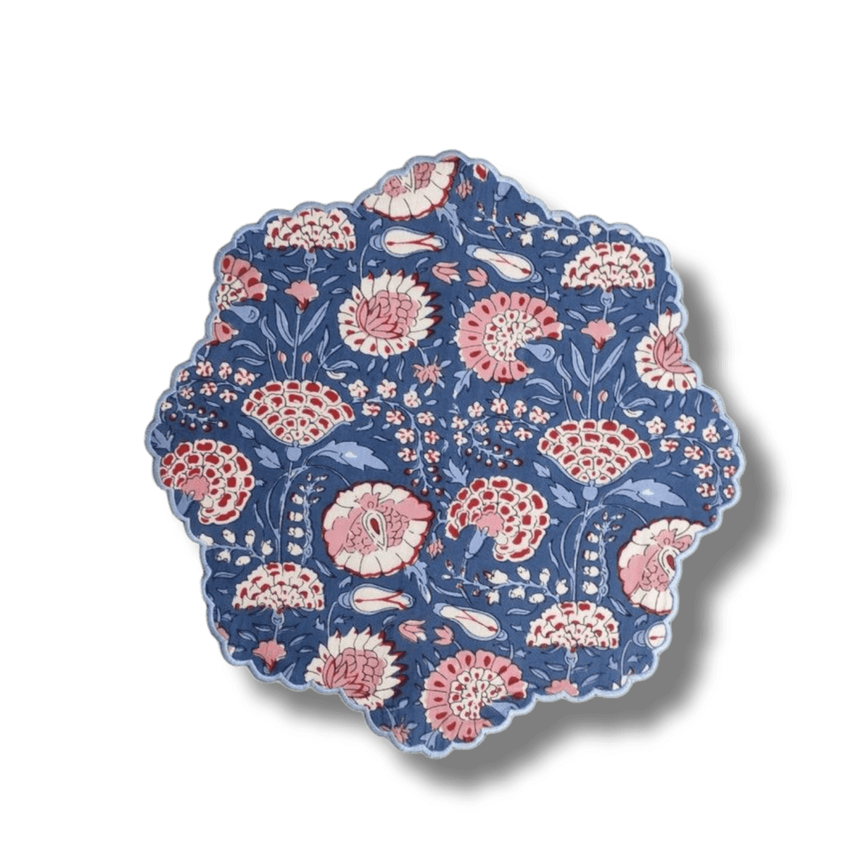 Pond of Flowers Block Printed Cotton Placemats and Napkins