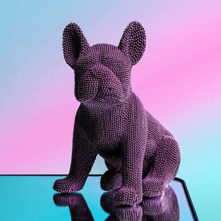 Pop Art Granule Bulldog Sculpture Plum Sitting