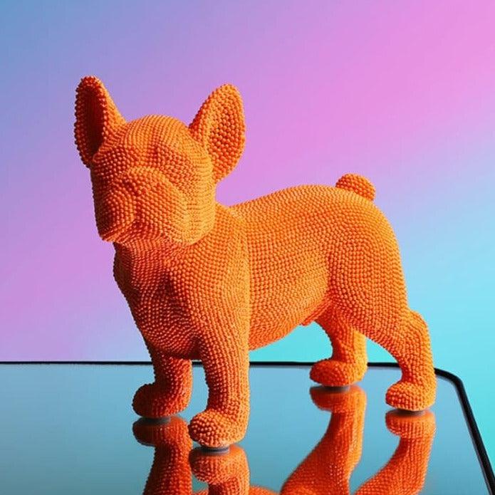 Pop Art Granule Bulldog Sculpture Orange Walking