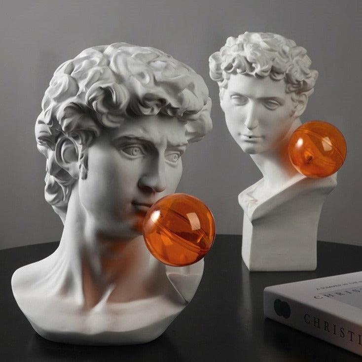 Pop Art Greek God Bust with Orange Balloon