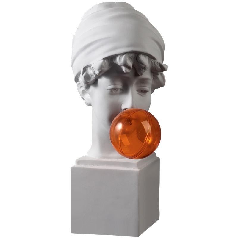 Pop Art Greek God Bust with Orange Balloon Lady