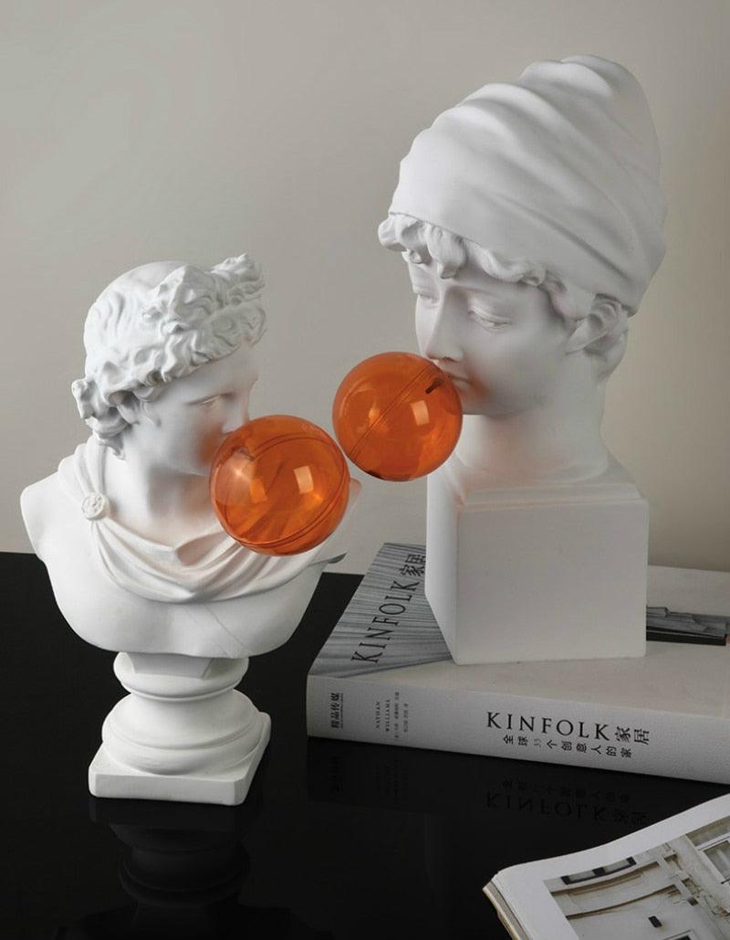 Pop Art Greek God Bust with Orange Balloon Mini David