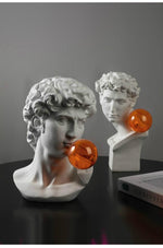 Pop Art Greek God Bust with Orange Balloon