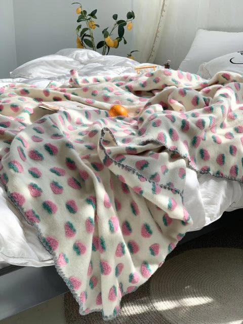 Popping Pink Strawberry Throw Blanket Strawberry