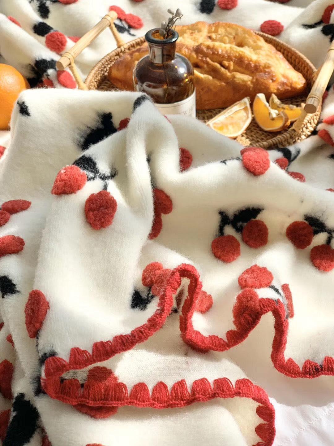 Popping Red Cherry Throw Blanket