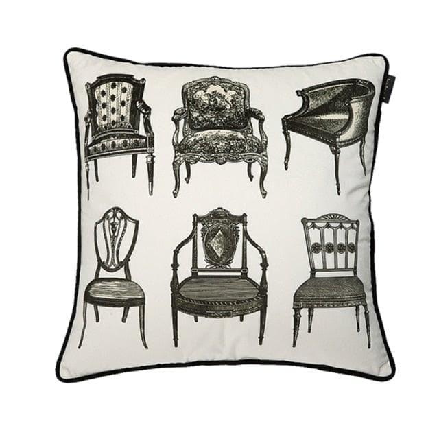 Portrait of Chair White Velour Cushion Cover C