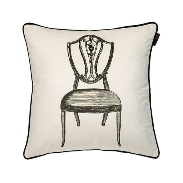 Portrait of Chair White Velour Cushion Cover D