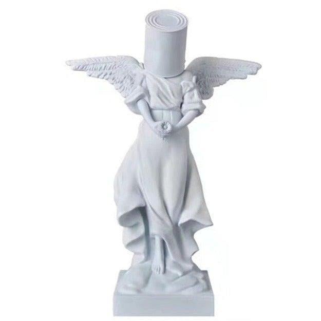 Pouring The Paint Iron Bucket Angel Statue White