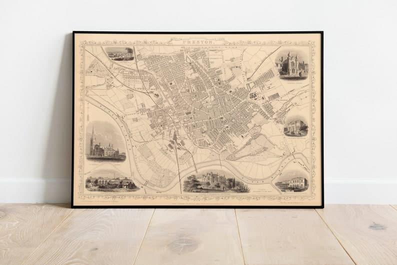 Preston Map Print| Fine Art Prints - MAIA HOMES
