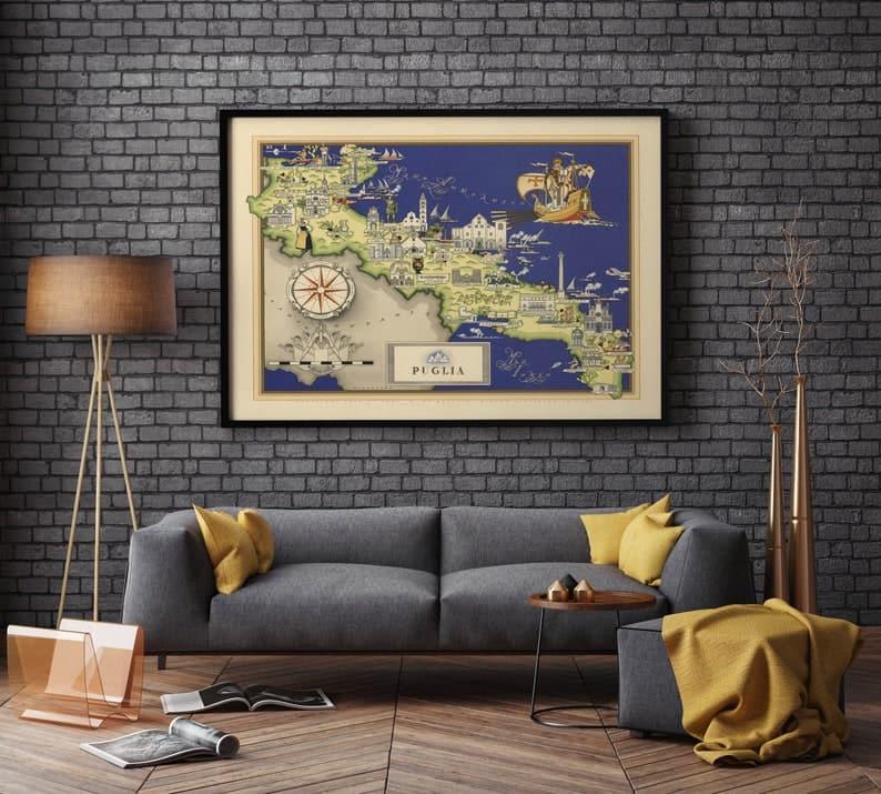 Puglia Map Print| Art History - MAIA HOMES