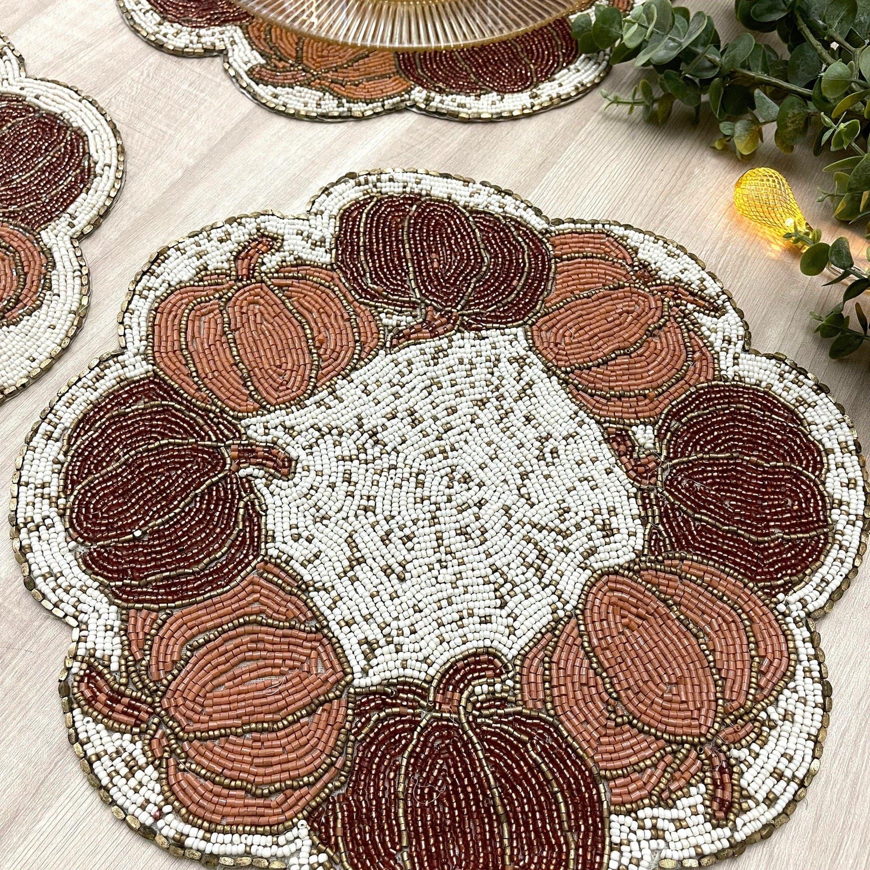 Pumpkin Harvest Beaded Placemat - Set of 6