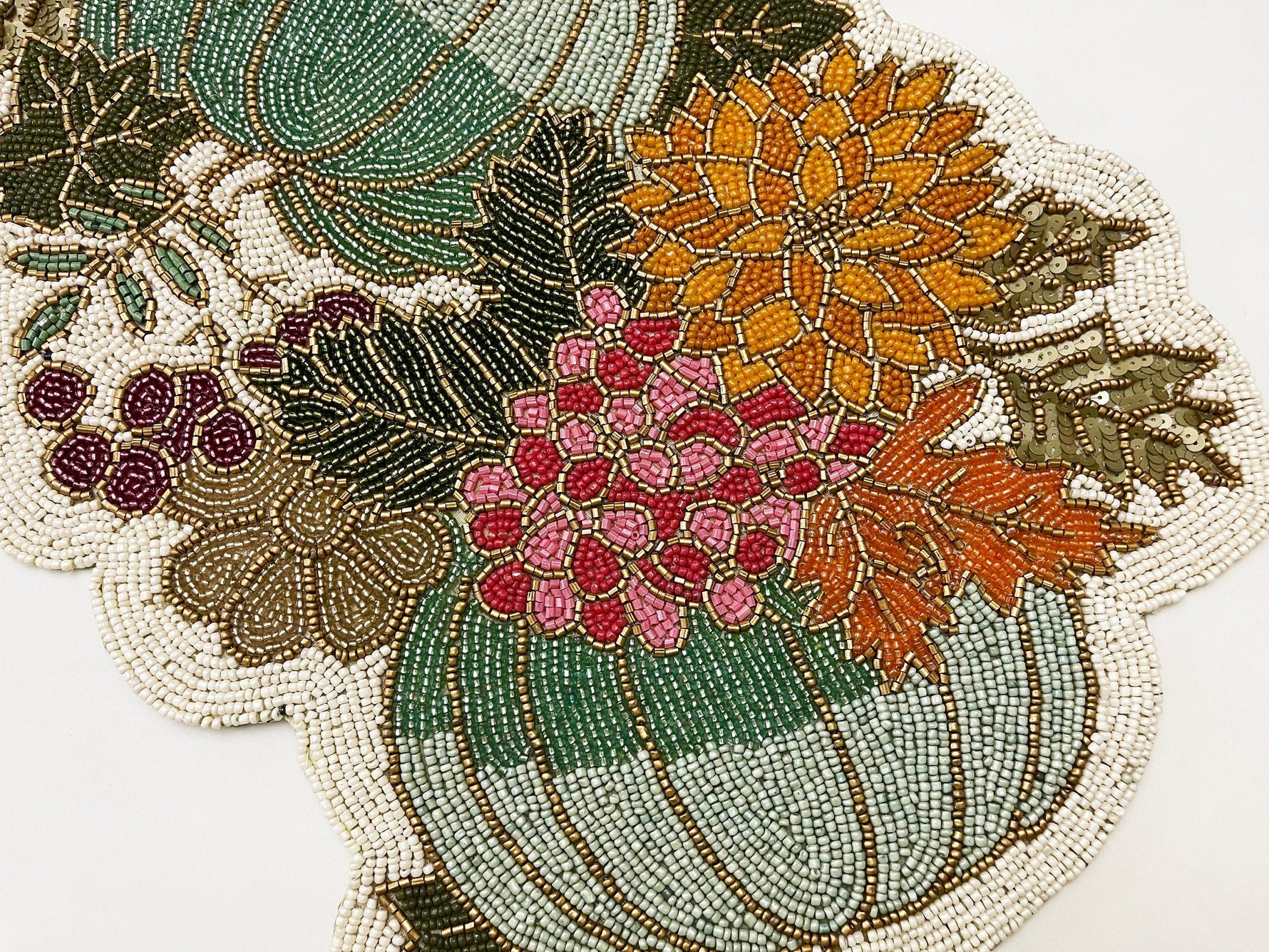 Pumpkins and Flowers Beaded Table Runner