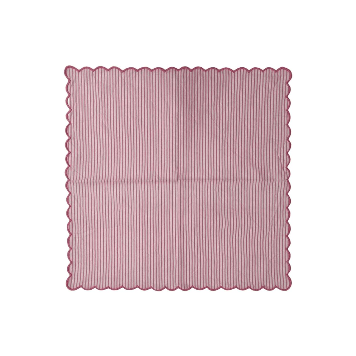 Punch Pink Stripes on White Scalloped Cotton Napkins