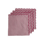 Punch Pink Stripes on White Scalloped Cotton Napkins