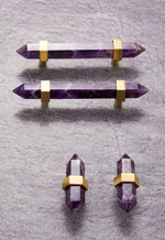 Purple Amethyst Bar Cabinet Drawer Pull with Brass Accent