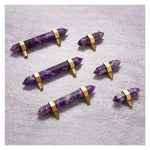 Purple Amethyst Bar Cabinet Drawer Pull with Brass Accent