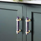 Purple Amethyst Bar Cabinet Drawer Pull with Brass Accent