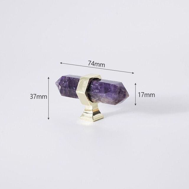 Purple Amethyst Bar Cabinet Drawer Pull with Brass Accent