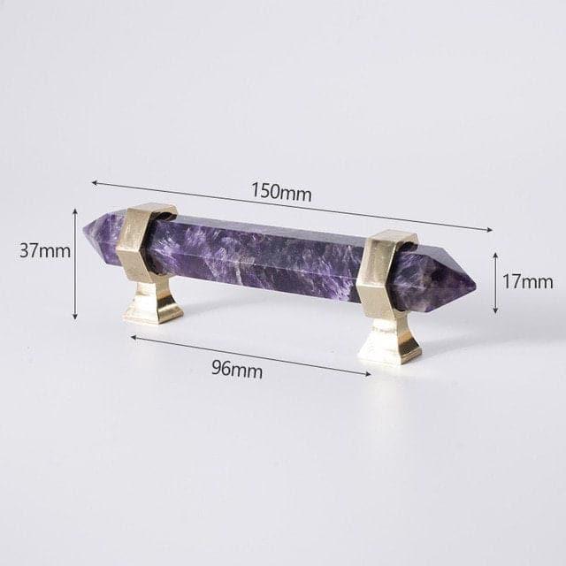 Purple Amethyst Bar Cabinet Drawer Pull with Brass Accent