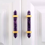 Purple Amethyst Bar Cabinet Drawer Pull with Brass Accent