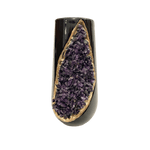 Purple Amethyst Crystal Black and Gold Ceramic Vase Planter