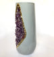 Purple Amethyst Crystal Grey and Gold Ceramic Vase - MAIA HOMES