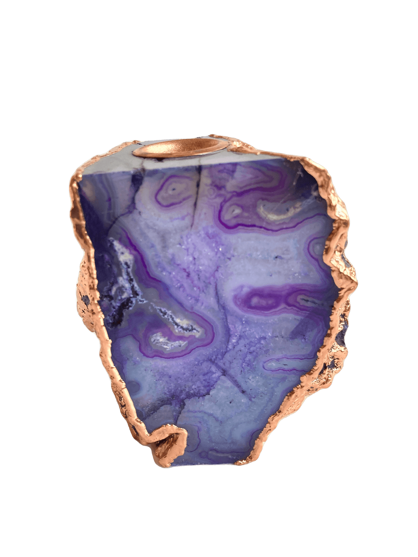 Purple Blue Agate Gemstone Taper Candle Holder - MAIA HOMES